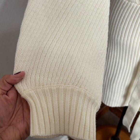 Lulu's Timeless is More White Cable Knit Balloon Sleeve Sweater Dress Size L - Picture 11 of 16